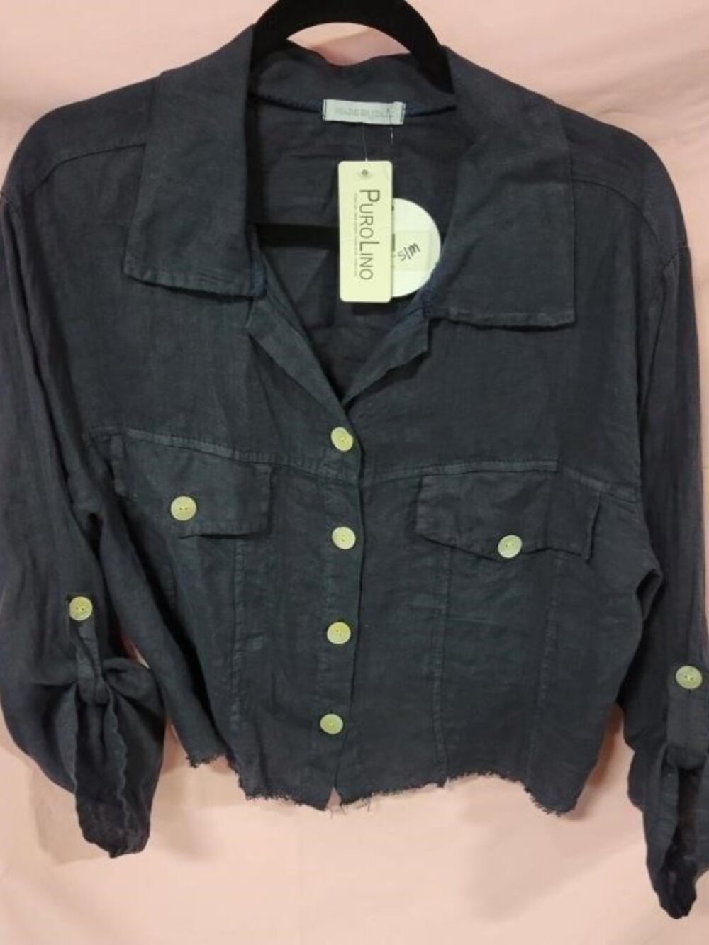 PURO LINO SHORT LINEN JACKET - Large XL - Made in Italy